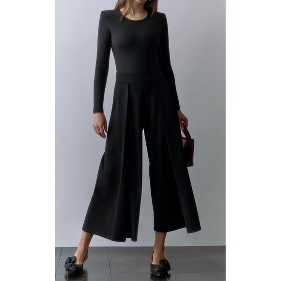 Cuyana Ponte Classic Pant Black Wide Leg Trousers XS 20063917-001-0XS pants